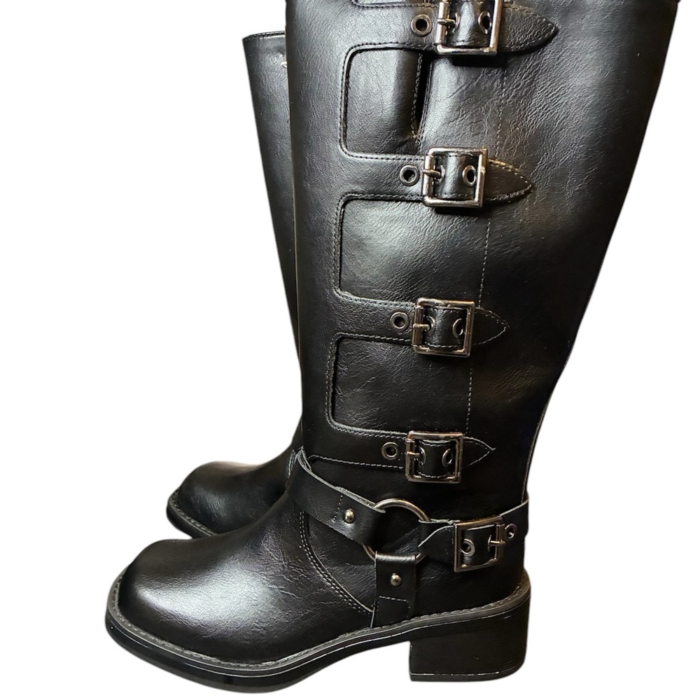 Black Heeled Boots with Buckle Detail